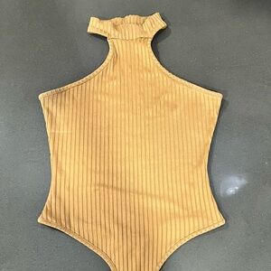 Boohoo Golden Ribbed Womens Bodysuit